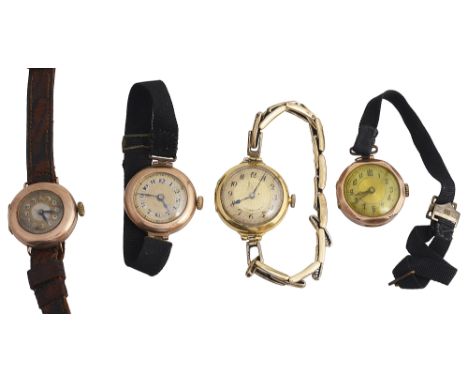 An 18ct gold wristwatch and othersthe case marked 18ct, the circular dial with Arabic numerals to the chapter ring and engine