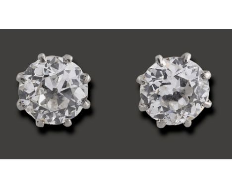 A pair of diamond ear studseach old brilliant-cut diamond with an estimated spread weight of 0.80cts (culet inaccessible)  to