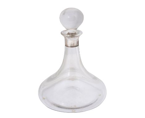 A modern silver mounted glass decanter and stopper the mount, London, 2008, Harrison Brothers & Howson Ltdheight 23.5cmCondit