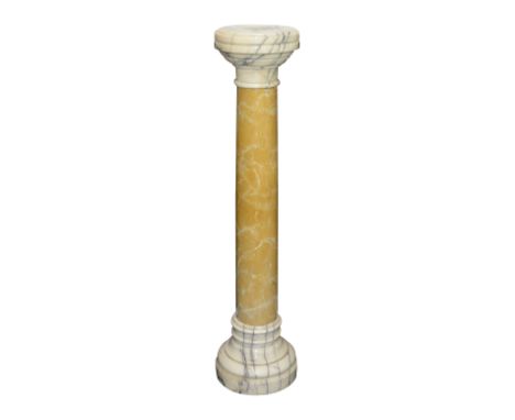 A Sienna marble and cream marble columnlate 19th centuryin three parts, the cream and grey streaked marble top step cut, the 
