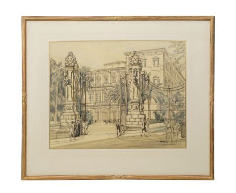 Sir Henry George Rushbury R.A., V.P.R.W.S, R.E., HonRIBA, N.E.A.C. (British, 1889-1968)'Palazzo Barberini, Rome', signed lowe