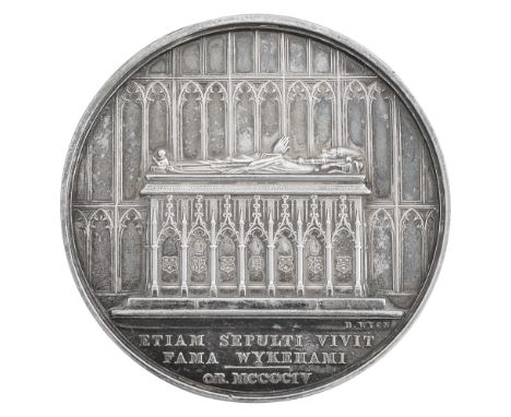 A Winchester College Queen's silver prize medal awarded to John Daubeny by Benjamin Wyonbust of Queen Victoria left her hair 