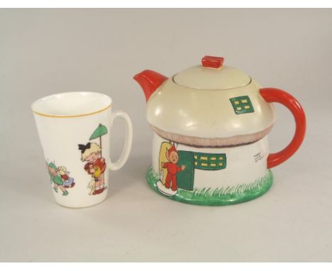 MABEL LUCIE ATTWELL. A Shelley 'Boo Boo' mushroom shaped teapot & cover by Mabel Lucie Attwell. Rd. No.724421 & a Shelley bon