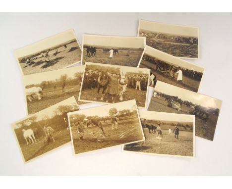 CORNWALL PHOTOGRAPHIC POSTCARDS.Ten WWI period real photograph Cornish postcards of Women's Land Army volunteers ploughing et