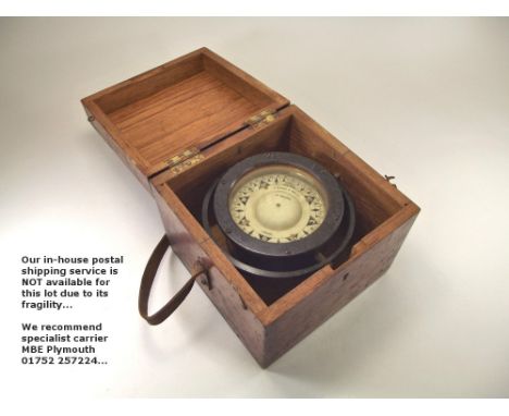 COMPASS. A gimbal Sestral Compass by H. Hughes & Son, Ltd., No. BB4901. Fitted mahogany case.