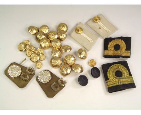 REGIMENTAL BUTTONS ETC.Royal Army Pay Corps & other buttons, East Lancashire Regiment collar badges & Royal Navy Sub-Lieutena