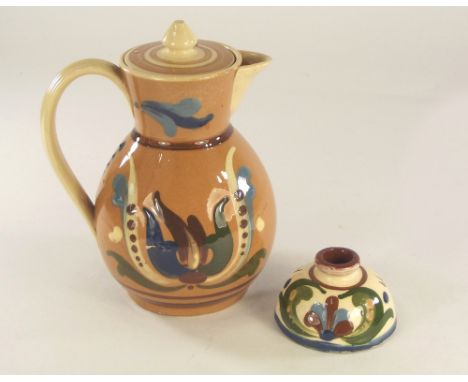 TORQUAY POTTERY. A motto ware inkwell & a Scandy pattern coffee pot.