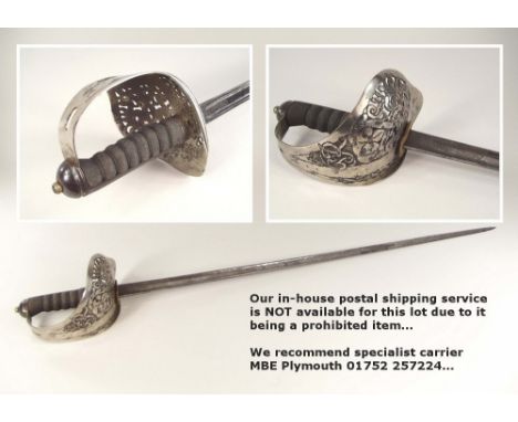 SWORD. A George VI officer's sword by Wilkinson Sword. Total length 97cm. No scabbard, blade good but some surface corrosion 