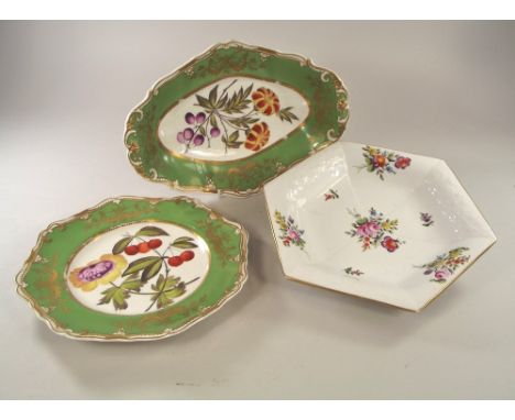 SPODE.A Spode porcelain dessert dish with matching plate & an early 19th century Spode floral painted dish.