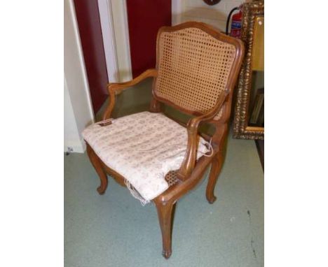 French walnut bergere panel backed occasional armchair