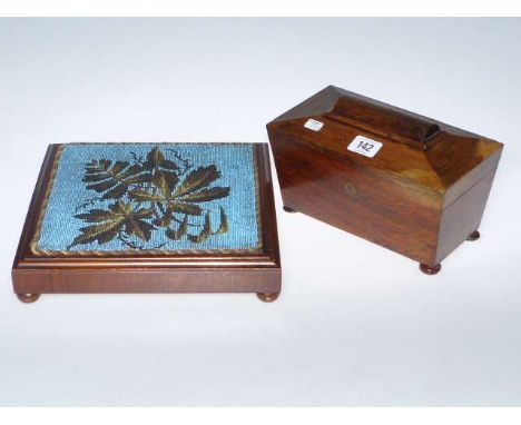 Victorian beadwork kettle stand and tea caddy (2)