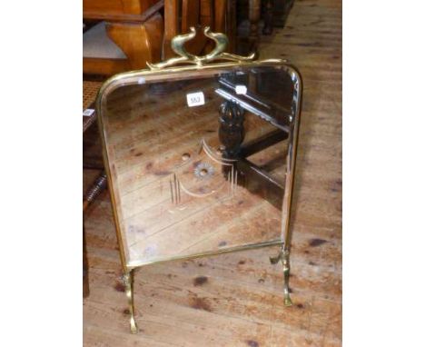 Edwardian satin brass mirror firescreen