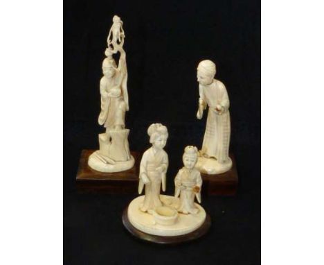 Three Japanese ivory Okimonos