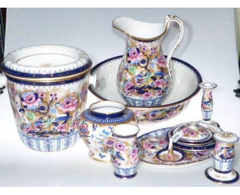 Losol Ware jug and basin set with slop pail and others