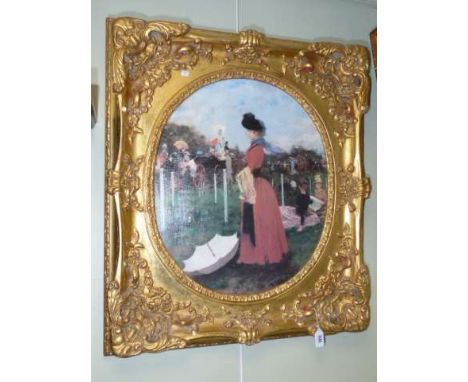 Gilt-framed oleograph after an impressionist