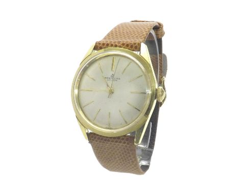 Breitling Geneve 1950s automatic gold plated and stainless steel gentleman's wristwatch, ref. 2525, circular silvered dial wi