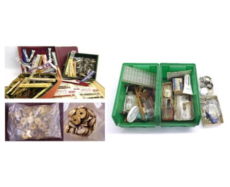 Quantity of watch straps and bracelets including new/old stock; together with a large collection of brass pocket watch dust c