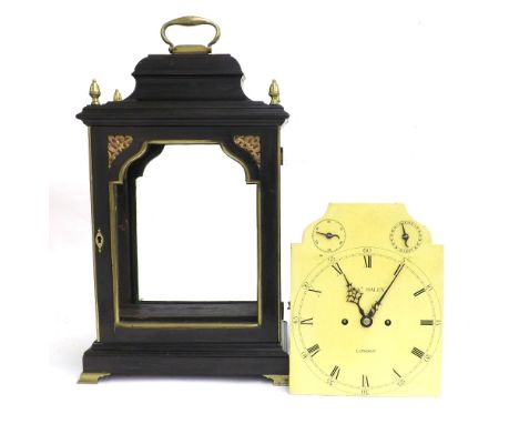 English ebonised double fusee verge five pillar bracket clock, the 8" cream painted dial signed Chas. Haley, London, with sub