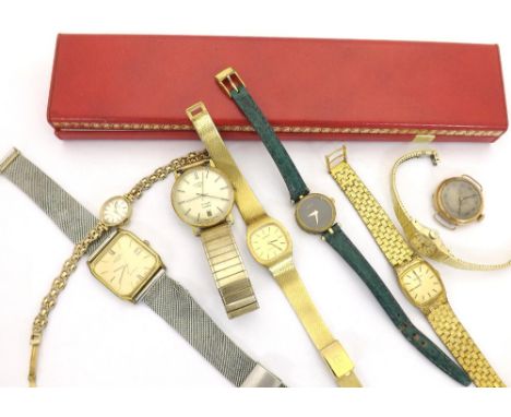 Selection of assorted wristwatches to include a 9ct wire-lug wristwatch head, 9ct Rotary lady's quartz wristwatch, four furth