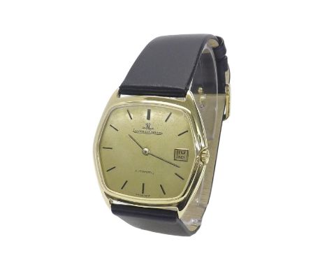 Jaeger LeCoultre 18ct automatic gentleman's wristwatch, ref. 5000-21, serial no. 2255356, hexagonal gilt dial with baton mark