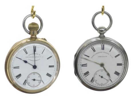 Lancashire Watch Co. gold plated lever pocket watch, signed three-quarter plate frosted movement, no. 183753, the signed dial