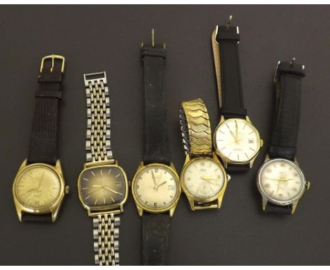 Rotary automatic gold plated gentleman's wristwatch, circular silvered dial with centre seconds, baton markers and day/date a