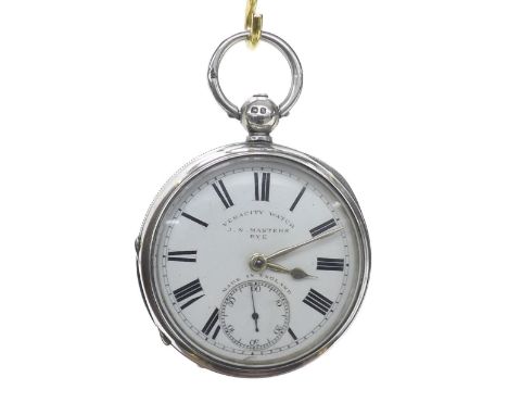 Silver lever engine turned pocket watch, Birmingham 1897, movement no. 291562, white metal dust cover, the dial branded 'Vera