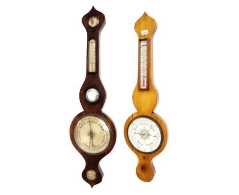 Rosewood five glass banjo barometer signed B. Bianchi, Tunbridge Wells, within a shaped case surmounted by an onion top; also