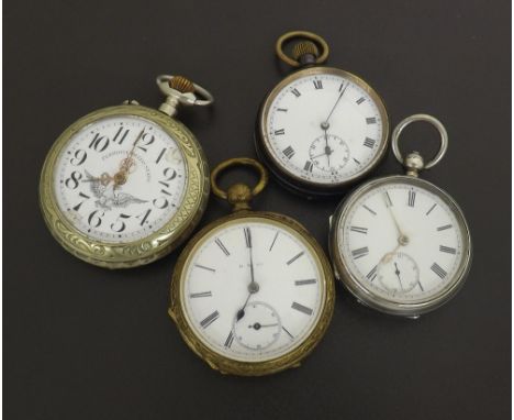 Dominion Watch Co brass cased pocket watch, no. 1106132, 54mm; together with a gunmetal cylinder pocket watch, 'Ferrovie Dell