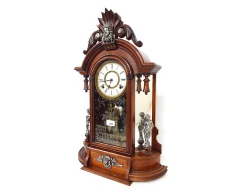 Ansonia Triumph shelf clock, 24.5" high (pendulum) 