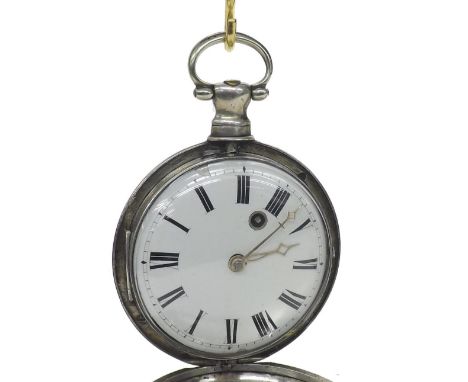 Early 19th century silver fusee verge hunter pocket watch, Birmingham 1816, unsigned movement with an engraved pierced balanc