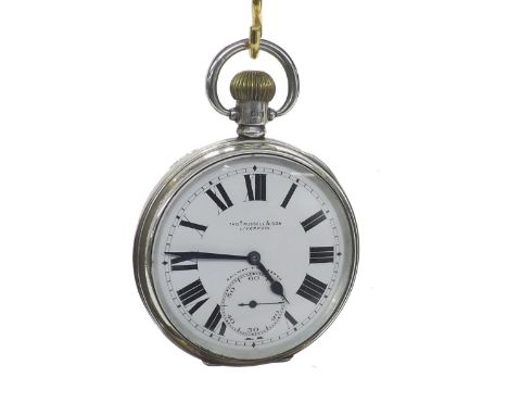 Thos. Russell & Son 'Railway Timekeeper' silver lever pocket watch, Birmingham 1925, 17 jewel adjusted three positions moveme