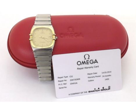 Omega Constellation Chronometer stainless steel gentleman's bracelet watch, ref. 3980877, champagne dial with dot markers and