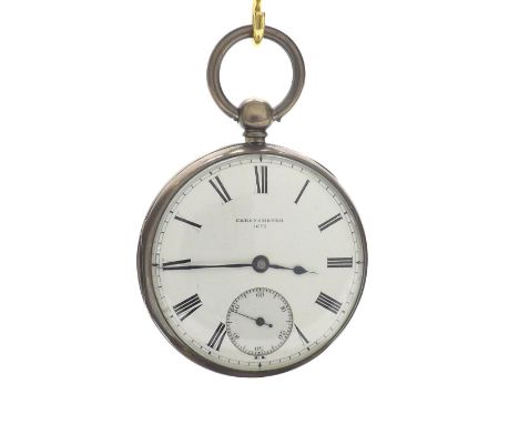 London 'Patent Chronometer' silver cased fusee pocket watch, Chester 1853, branded three-quarter plate dial no. 1673, origina