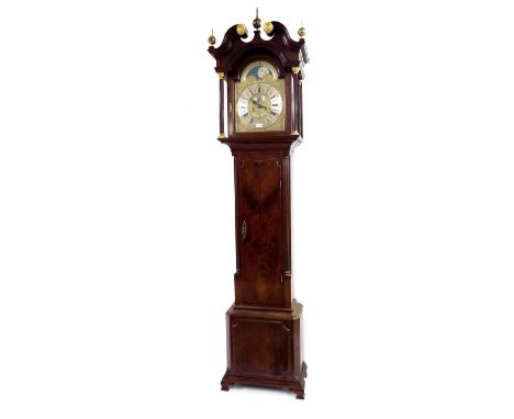 Mahogany eight day longcase clock, the 13" brass arched dial signed Thomas Ogden, Halifax to the silvered chapter ring enclos