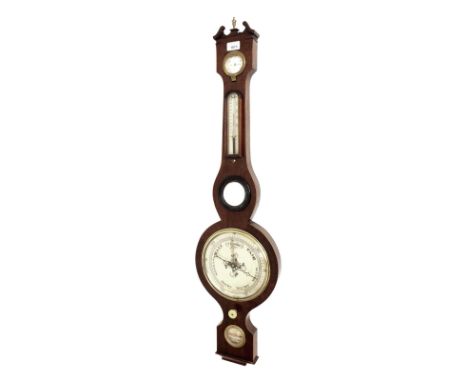 Mahogany five glass banjo barometer signed Tyte, the principal 8" silvered dial within a shaped case surmounted by a swan nec