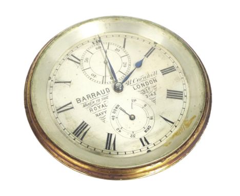 English two day marine chronometer, the 3.5" silvered dial signed Barraud, Maker to The Royal Navy, 41 Cornhill, London, no. 