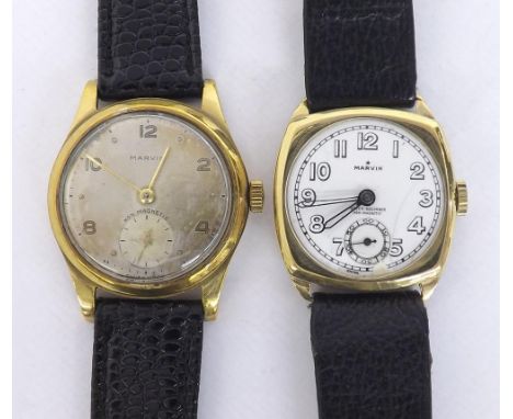 Marvin 9ct gentleman's wristwatch, Birmingham 1949, the circular silvered dial with Arabic numerals, dot markers and subsidia