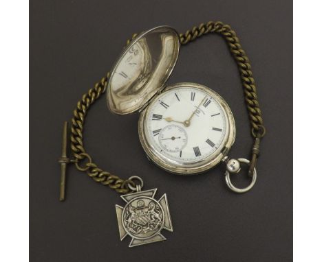 Rotherams Military issue going barrel lever hunter pocket watch, Birmingham 1914, signed movement, no. 362859, with compensat