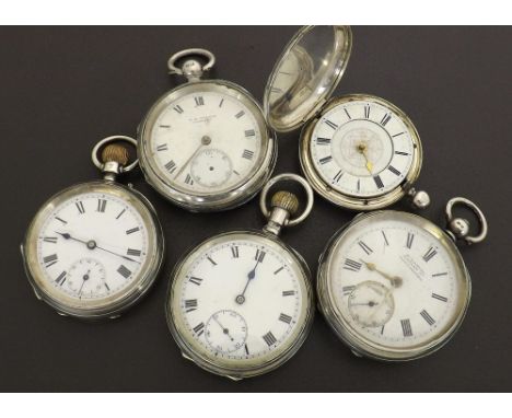 H. Samuel, Manchester silver lever engine turned pocket watch; together with a silver fusee lever hunter engine turned pocket