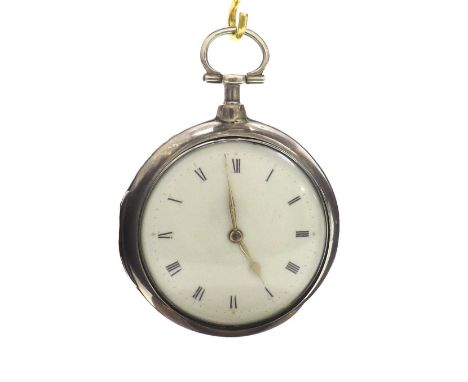 George III silver pair cased duplex pocket watch, hallmarked London 1801, the fine quality movement signed Benj'n Webb, Londo