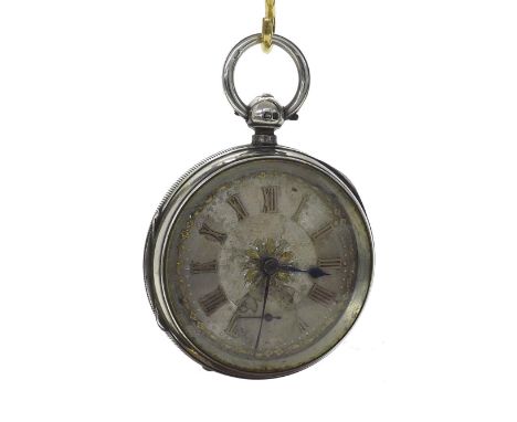 Silver fusee lever pocket watch, Chester 1904, the movement signed Adam Burdess, Coventry, no. 26586, with floral engraved ba