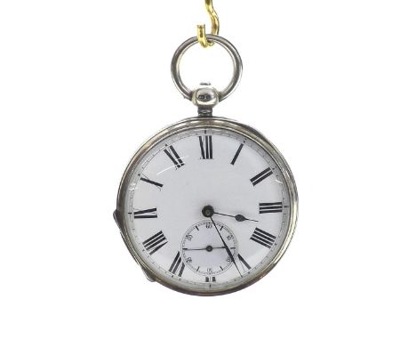 Clean silver fusee lever engine turned going barrel pocket watch, Birmingham 1873, no. 44544, 50mm