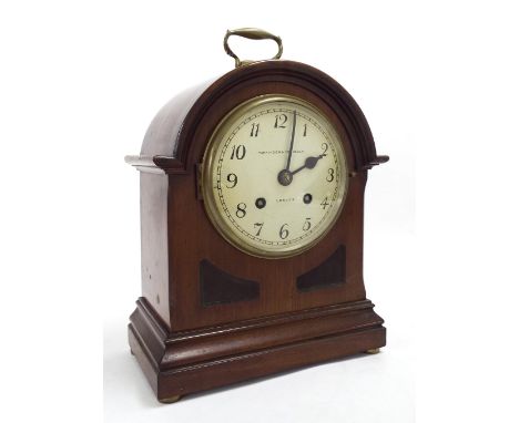 English mahogany two train bracket clock, the 5.5" convex cream dial signed Parkinson & Frodsham, London, the Salisbury movem