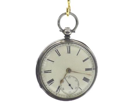 Small silver fusee lever pocket watch, London 1883, signed John Bennett, London, no. 36047, engraved balance cock with gold t