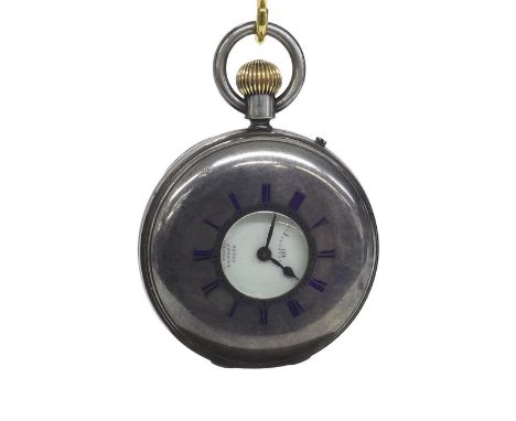 Charles Frodsham keyless lever half hunter silver pocket watch, hallmarked London 1888, signed three-quarter plate movement w