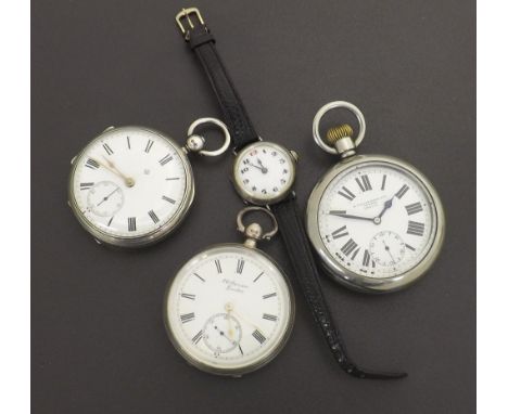 J.W. Benson The Ludgate Watch silver pocket watch, London 1895, signed three-quarter plate movement no. 74370, signed dial wi