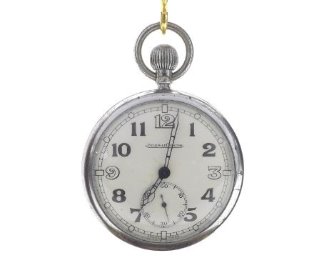 Jaeger LeCoultre WWII Military issue nickel cased lever pocket watch, the dial with Arabic numerals and subsidiary seconds, g