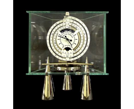 Fine limited edition Jaeger LeCoultre 'Atmos du Millenaire' Atmos clock, no. 699350, the brushed and polished rhodium plated 