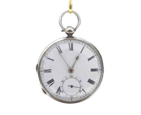 Silver fusee lever pocket watch, London 1841, unsigned movement engraved balance cock inscribed 'Patent', with three arm bala